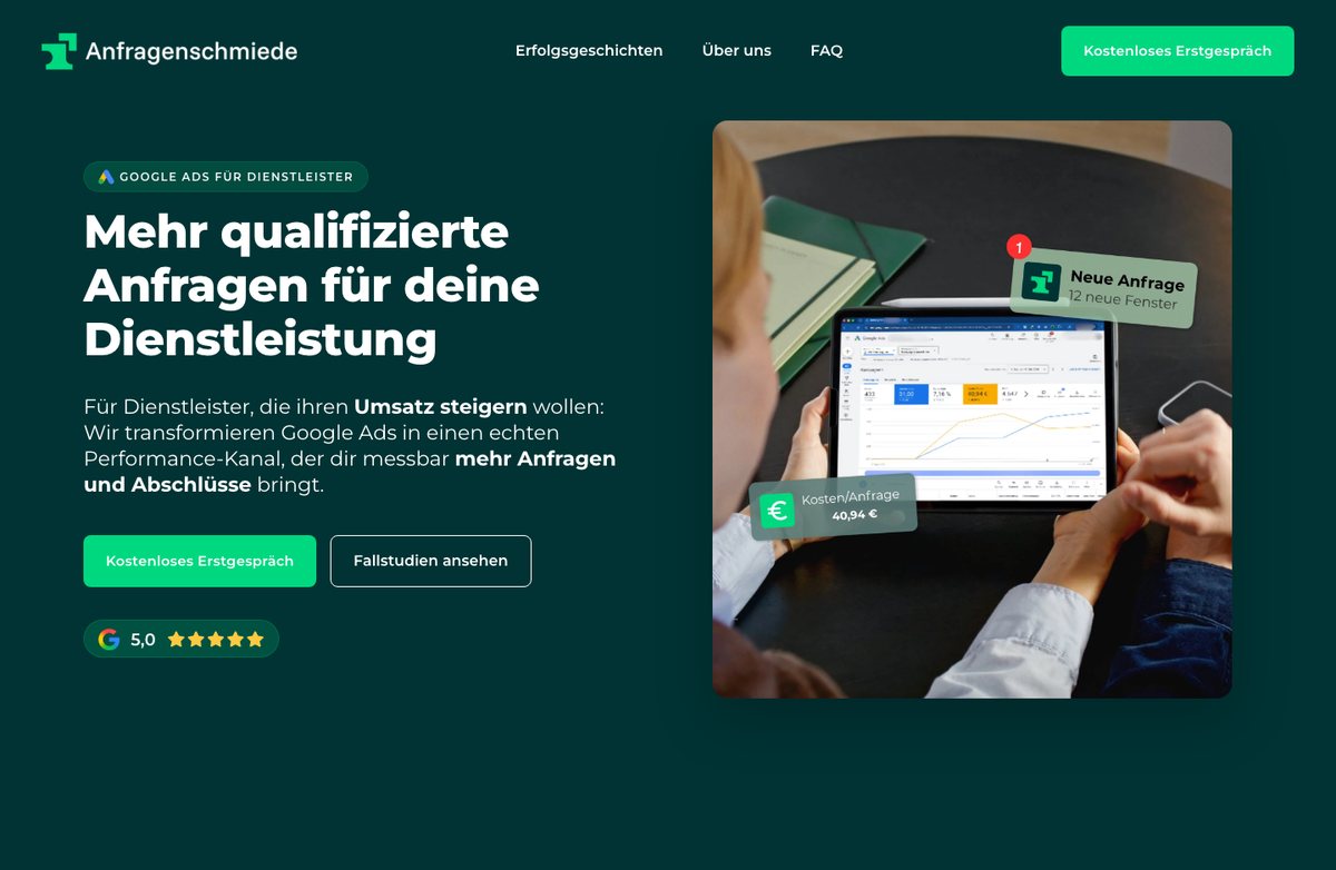 Vorschau der Website anfragenschmiede.de